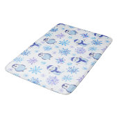 Kerstmis Sneeuwvlokken, sneeuwpoppen en pinguïns Badmat (Gekanteld)