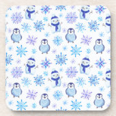 Kerstmis Sneeuwvlokken, sneeuwpoppen en pinguïns Bier Onderzetter (Voorkant)