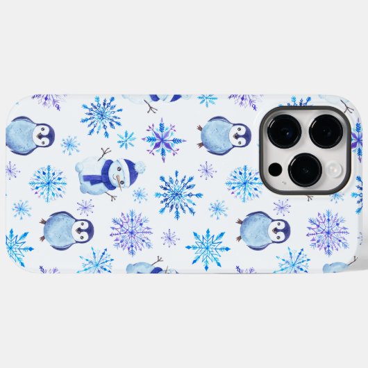 Kerstmis Sneeuwvlokken, sneeuwpoppen en pinguïns Case-Mate iPhone Case (Achterkant (horizontaal))