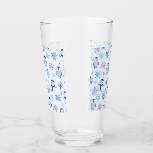 Kerstmis Sneeuwvlokken, sneeuwpoppen en pinguïns Glas (Links)