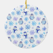 Kerstmis Sneeuwvlokken, sneeuwpoppen en pinguïns Keramisch Ornament (Achterkant)