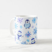 Kerstmis Sneeuwvlokken, sneeuwpoppen en pinguïns Koffiemok (Voorkant links)