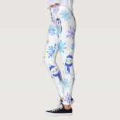 Kerstmis Sneeuwvlokken, sneeuwpoppen en pinguïns Leggings (Links)