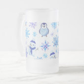 Kerstmis Sneeuwvlokken, sneeuwpoppen en pinguïns Matglas Bierpul (Voorkant links)