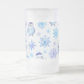 Kerstmis Sneeuwvlokken, sneeuwpoppen en pinguïns Matglas Bierpul (Center)