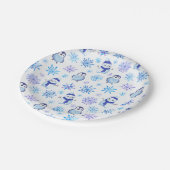 Kerstmis Sneeuwvlokken, sneeuwpoppen en pinguïns Papieren Bordje (Gekanteld)