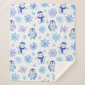 Kerstmis Sneeuwvlokken, sneeuwpoppen en pinguïns Sherpa Deken (Voorkant)