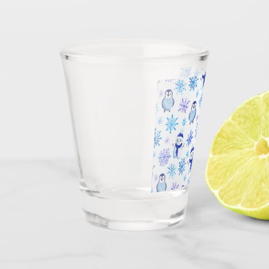 Kerstmis Sneeuwvlokken, sneeuwpoppen en pinguïns Shot Glas (Links)