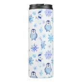 Kerstmis Sneeuwvlokken, sneeuwpoppen en pinguïns Thermosbeker (Achterkant)