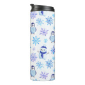 Kerstmis Sneeuwvlokken, sneeuwpoppen en pinguïns Thermosbeker (Geroteerd rechts)