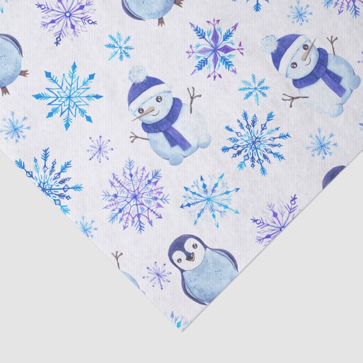 Kerstmis Sneeuwvlokken, sneeuwpoppen en pinguïns Tissuepapier (Detail)