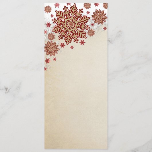 Kerstmis Sneeuwvlokken Winter Bruiloft Menu (Achterkant)