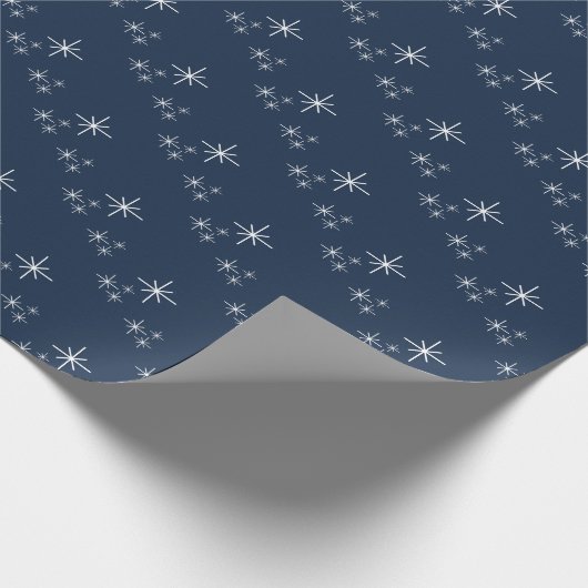 Kerstmis Sneeuwvlokken Winterpatroon Marine Blauw Cadeaupapier (Hoek)