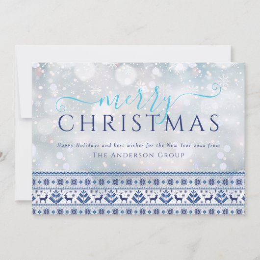 Kerstmis Sneeuwvlokken Zakelijk Logo Feestdagenkaart (Voorkant)