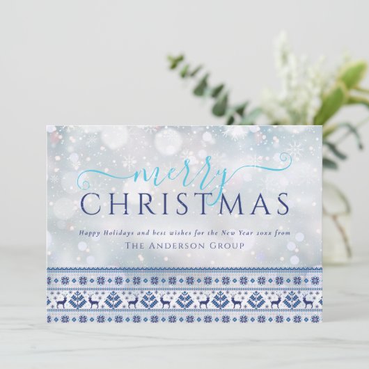 Kerstmis Sneeuwvlokken Zakelijk Logo Feestdagenkaart (Staand voorkant)