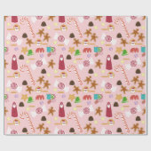 Kerstmis Snoep Peppermint Candy Canes Cadeaupapier (Vlak)