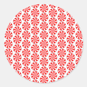 Kerstmis Snoep Peppermint Ronde Sticker