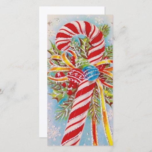 Kerstmis Snoep Reep Oud Feestdagenkaart (Voorkant / Achterkant)