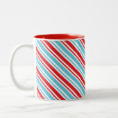 KERSTMIS SNOEP STREPEN schattig modern rood blauw Tweekleurige Koffiemok (Links)