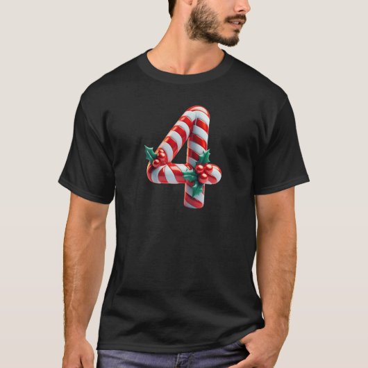 Kerstmis Snoepriet Nummer Vier Design Raglan Bas T-shirt (Voorkant)