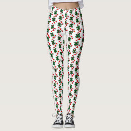 Kerstmis Snoepriet Patroon met Groene Strikken Leggings