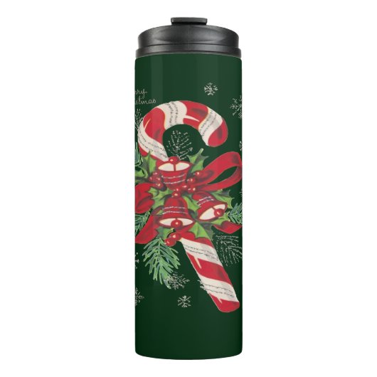 Kerstmis Snoepriet Vintage Thermosbeker (Voorkant)