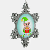 Kerstmis, snoepsuikerriet en Confetti op Blauwgroe Tin Sneeuwvlok Ornament (Links)