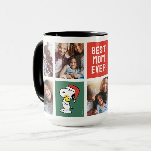 Kerstmis Snoopy & Woodstock | Beste Mam - Collage Mok (Voorkant links)