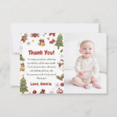 Kerstmis Snowan Verjaardagsfeestfoto Bedankkaart (Voorkant)