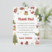 Kerstmis Snowan verjaardagsfeestje Bedankkaart (Staand voorkant)