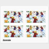 Kerstmis Snowball Fight Cats Rechthoekige Sticker (Vel)