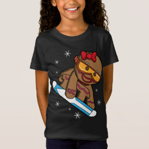 Kerstmis Snowboarden Gingerbread Meisje T-shirt