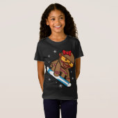 Kerstmis Snowboarden Gingerbread Meisje T-shirt (Voorkant volledig)