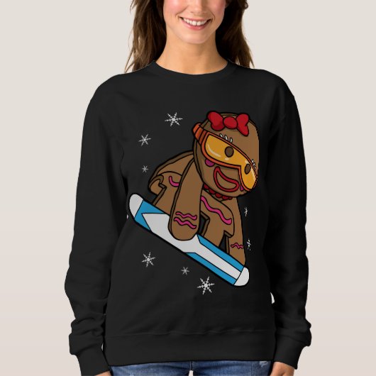 Kerstmis Snowboarden Gingerbread Meisje Trui (Voorkant)