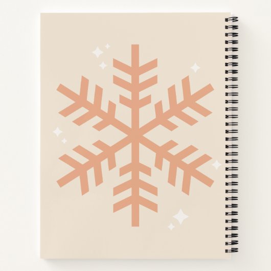 Kerstmis Snowflake Beige Notitieboek (Achterkant)