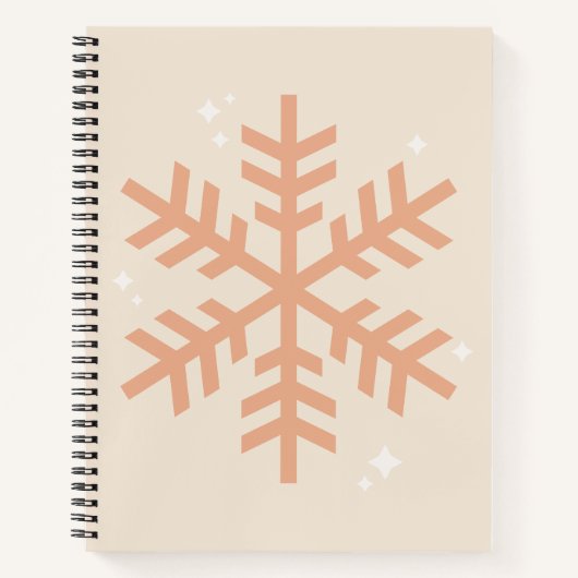 Kerstmis Snowflake Beige Notitieboek (Voorkant)