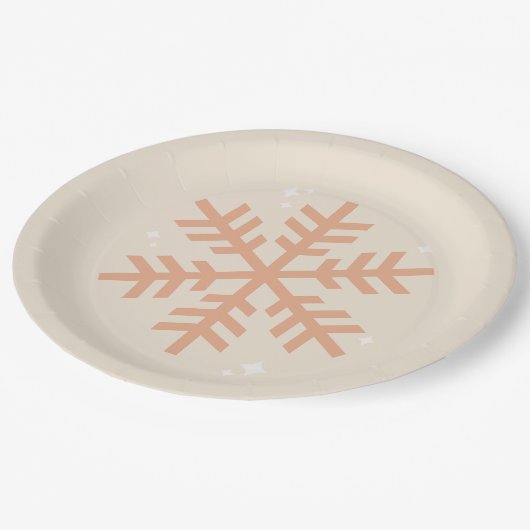 Kerstmis Snowflake Beige Papieren Bordje (Gekanteld)