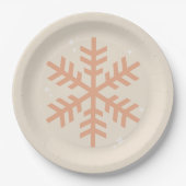 Kerstmis Snowflake Beige Papieren Bordje (Voorkant)