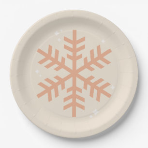 Kerstmis Snowflake Beige Papieren Bordje