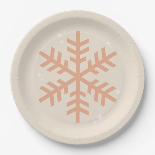 Kerstmis Snowflake Beige Papieren Bordje (Voorkant)