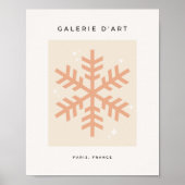 Kerstmis Snowflake Beige Poster (Voorkant)