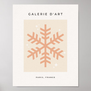 Kerstmis Snowflake Beige Poster