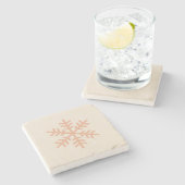 Kerstmis Snowflake Beige Stenen Onderzetter (Zijkant)