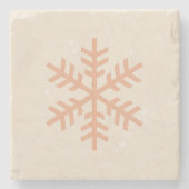 Kerstmis Snowflake Beige Stenen Onderzetter (Voorkant)