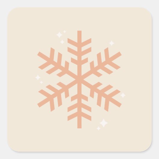 Kerstmis Snowflake Beige Vierkante Sticker (Voorkant)