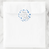 Kerstmis: Snowflake Blue Silver Ronde Sticker (Tas)