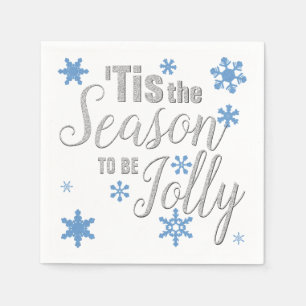 Kerstmis: Snowflake Blue Silver Servet