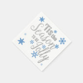 Kerstmis: Snowflake Blue Silver Servet (Hoek)