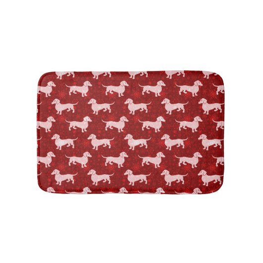 Kerstmis Snowflake Dachshunds Red Badmat (Voorkant)