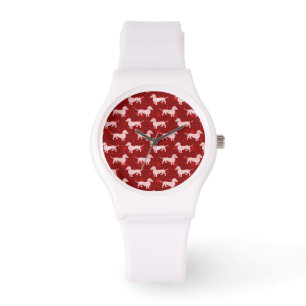 Kerstmis Snowflake Dachshunds Red Horloge
